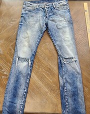 H&M &Denim Slim Low Waist Jeans Faded Distressed Mens 34x34 180/86A
