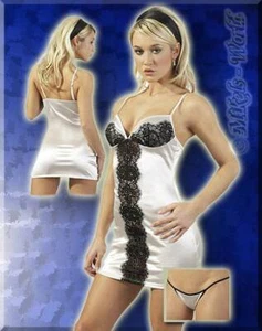 Dessous - Negligé & String Spitze silber-schwarz - Bild 1 von 2