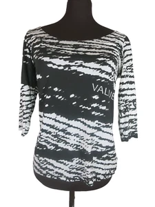 Top Sarah Pacini Negro Blanco Valores Cuello Redondo Abstracto Manga 3/4 EU 2 EE. UU. Pequeño - Imagen 1 de 9
