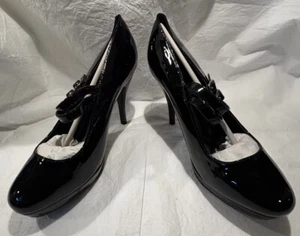 NIB Ellie Double Strap Mary Jane Black Pumps 4" Heels Shoes 421-JANE Size 12 - Picture 1 of 12