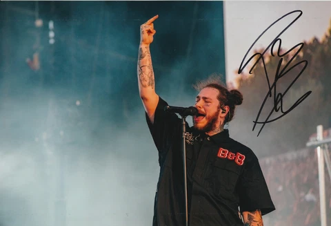 Signed POST MALONE 12"X8" Photo Rockstar Stoney Genuine EXACT PROOF/COA Cover