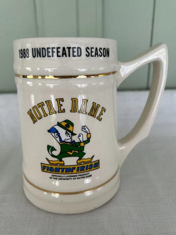 1988 Undefeated Season Notre Dame Ceramic Stein, Fighting Irish, New, GUC Cover