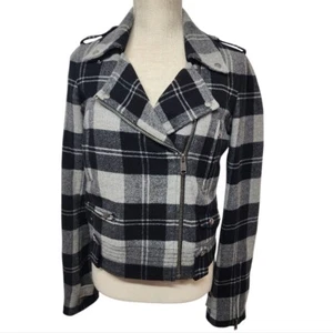 PINK Plaid Wool Blend Black and Gray Women's Jacket Size Small - Picture 1 of 10