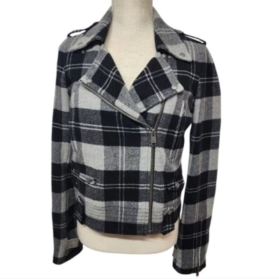 Chaqueta para mujer ROSA a cuadros mezcla de lana negra y gris talla pequeña Foto 1 de 4