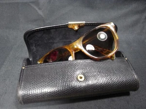 VINTAGE RETRO 1960s ITALY GRADIENT LENS GLASSES SUNGLASSES WITH CASE - Picture 1 of 10