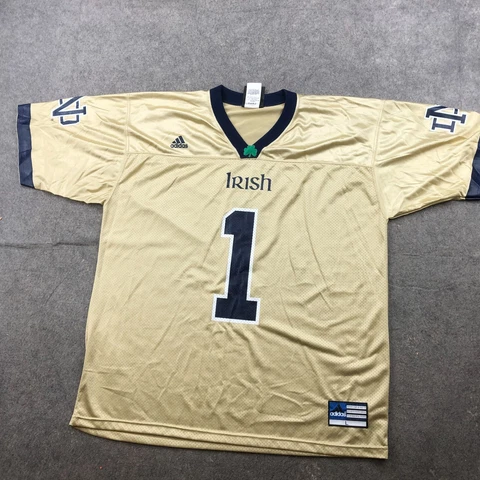 Vintage Notre Dame Fighting Irish Football Jersey Mens Large Gold Adidas Cover