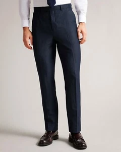 NWT Ted Baker Men's Linen Wool Dress Pants Lancet Slim Fit Trouser Sz 34 R - Picture 1 of 7