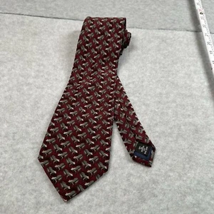 Ties To Nature Neck Tie Silk Frog Print Red Silk Mens Red Gray Hand Sewn - Picture 1 of 9