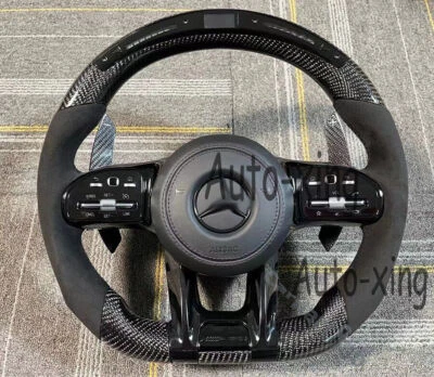 Volante deportivo de fibra de carbono LED para Mercedes-Benz AMG E450 G63 C300 W205 Foto 1 de 4