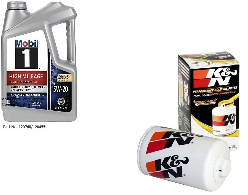 Mobil1 5W20 Full Syn. Aceite de motor H/M - 5 cuartos de galón con filtro de aceite de motor K&N HP-2005 Foto 1 de 1