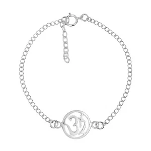 Pulsera de eslabón de plata esterlina con símbolo espiritual Om o Aum - Imagen 1 de 3