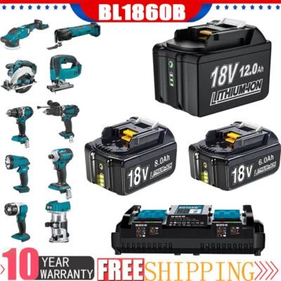 18V 12.0Ah Battery For Makita 18 Volt 8.0Ah LXT Lithium-Ion BL1860B or Charger