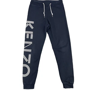 Kenzo Joggers Pants Men's Medium Black Logo Print Cotton Tapered Leg Drawstring - Picture 1 of 13