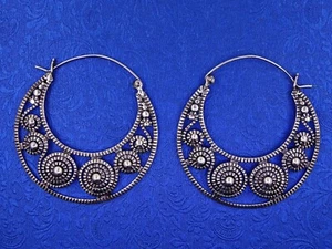 Vintage Thai Filigran Tribal Creolen 24mm 11g 925 Sterling Handarbeit - Bild 1 von 4