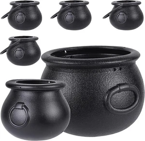 6 in 1 (8,5", 5,5", 4 Stck. 2,8") Paket Halloween Großer Kessel, Schwarz Kunststoff Wi - Bild 1 von 6