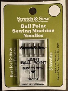 5 PACK Made In  Germany CHROME STRETCH SEWING MACHINE NEEDLES SIZE 90/14 - Picture 1 of 4