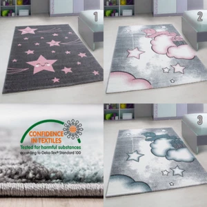 Baby Nursery Rug Kids Rug Grey Childrens Bedroom Carpet Mat Small Large Circle - Picture 1 of 23