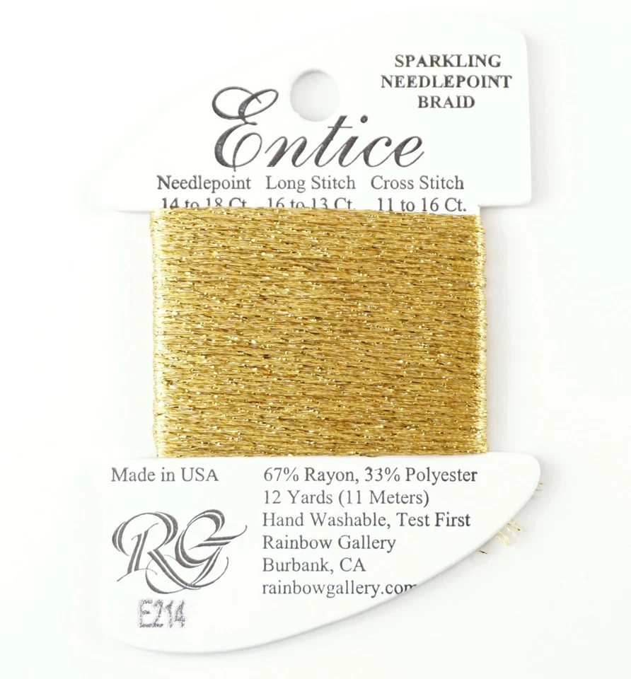 ENTICE Braid #E214 "GOLD" Sparkle Needlepoint Stitching Thread Rainbow Gallery - Image 1 of 1