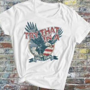 Vintage Jason Aldean Try That In A Small Town American Eagle Flag Cotton T-Shirt