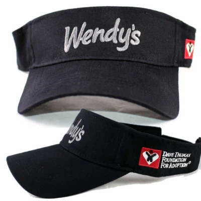 New Wendy's Dave Thomas Foundation Restaurant Black Uniform Visor Cap Hat wendys - Image 1 of 4