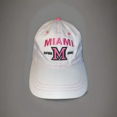 J. America Miami Oxford Ohio M Logo Blanco Rosa Gorra Sombrero OS Hebilla Ajustable Foto 1 de 4