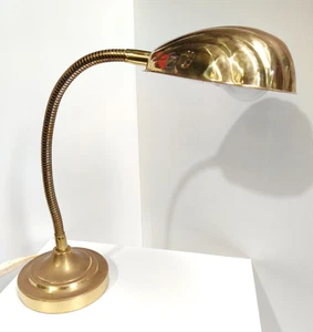 Fantástica lámpara vintage flexible cuello de ganso lámpara de latón con carcasa de vieira pantalla escritorio-AF - Imagen 1 de 14