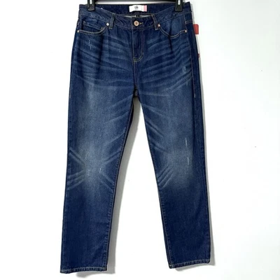 Cabi Malibu Jeans 4522  Blue denim Authentic Wash Dark Distressed Size 8 NWT - Image 1 of 4