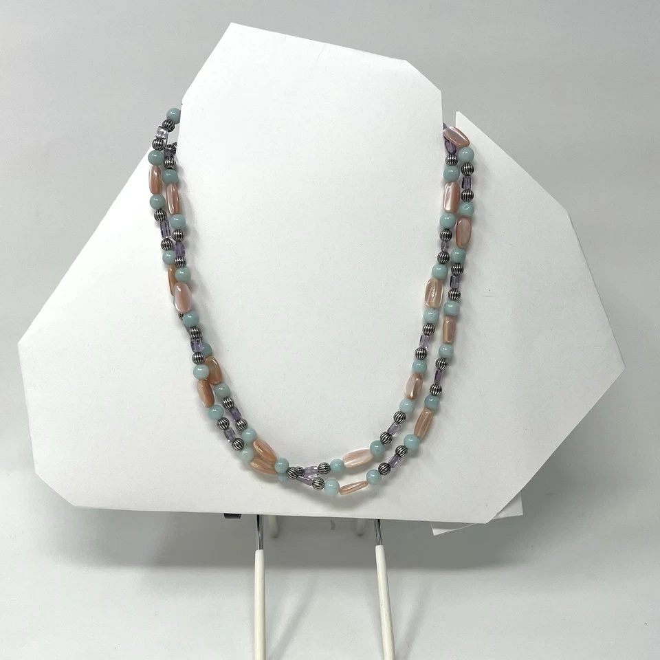 "Collar CAROLYN POLLACK Pastel Multipiedra 36"" MOP Aqua Amatista 42,8 gramos FS! Foto 1 de 4