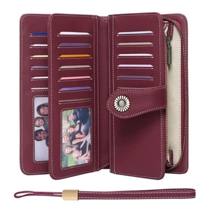 Women's Wallet Leather RFID Blocking Large Capacity Trifold Ladies Wallet Wri... - Picture 1 of 6