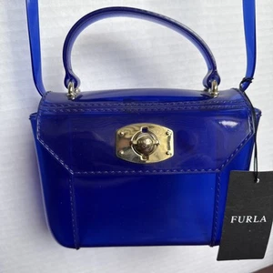 Furla Mini Bon Bon Crossbody Candy Series, Clear Handbag, NWT In Ocean - Picture 1 of 12