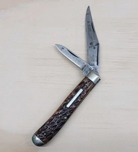 Old Antique Maher & Grosh Toledo O. Half Trapper Knife Jigged Bone VERY NICE - Picture 1 of 21