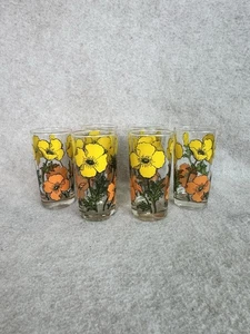 Juego de 6 vasos retro vintage de amapolas de vidrio flores de amapola mediados de siglo - Imagen 1 de 4