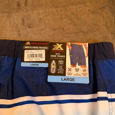 ZeroXposur Swim Trunks Navy Stars Red White Stripes Patriotic Mens Large NWT - Image 1 of 4