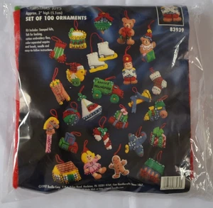 Vintage Bucilla Felt Applique Christmas Toys Set Of 100 Decorations Ornaments - Picture 1 of 4