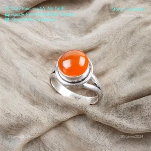 Handmade 925 Silver Ring Women Jewelry Carnelian Wedding Ring Gift For Her - Picture 1 of 6