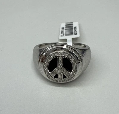 Anillo EFFY BH Cruz Plata Hombre Talla 11.0 Diamante 0.15 CT’s Signo de la Paz Nuevo con Etiqueta Foto 1 de 4