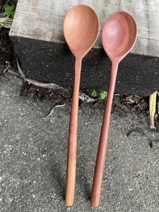 Paar Sapodilla Bali Holzlöffel Kaffee Tee Rühren 10 cm hoch - Bild 1 von 1