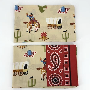 Juego de 2 fundas de almohada vintage de vaquero Western Dan River hechas en EE. UU. Bandana estándar RARO - Imagen 1 de 5