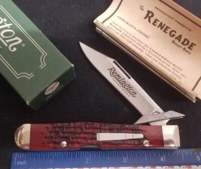 Cuchillo Remington UMC R1373 Renegade Bullet Lockback, asas de hueso rojo plantilla " Foto 1 de 4