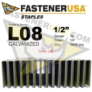 L Staples L08 Galvanized 18 gauge 1/4" crown - 1/2" length (fits Hit/Sen) 5M - Picture 1 of 1