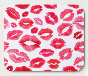 VALENTINES DAY THEMED RED LIPSTICK KISSES MOUSEPAD MOUSE PAD 9" X 7" OPTION #16 - Picture 1 of 6