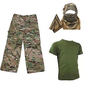 Kids Pack 2 HMTC MTP MultiCam Match -  Shirt Pants Shemagh Army Soldier Dress Up - Picture 1 of 1