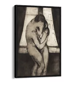 EDVARD MUNCH "THE KISS" LOVERS PAINTING -FLOAT EFFECT FRAME CANVAS ART PRINT - Picture 1 of 12