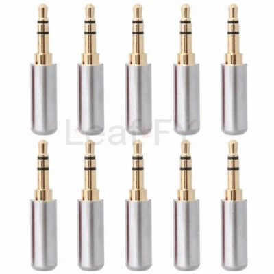 10PCS 3.5mm 3 Pole Male Repair Headphone Jack Plug Metal Soldering Chrome - Image 1 of 4
