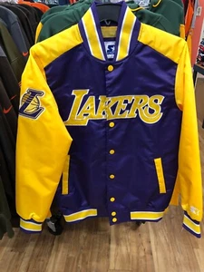 LOS ANGELES LAKERS SATIN JACKE STARTER HERREN LEICHTE JACKE LILA - Bild 1 von 7