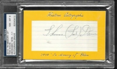 Thomas "Tod" Davis 1949,51 Athletics 2010 In Memory Of auto.d.1978 Psa 8 nm/mt - Image 1 of 2