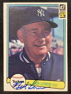 Bob Lemon Signed 1982 Donruss #635 Baseball Card Yankees Mgr Autograph HOF TPG - Picture 1 of 2