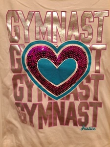 Justice Gymnast Tshirt NWOT Size 6 Sequined,  Gymnastics  - Picture 1 of 2