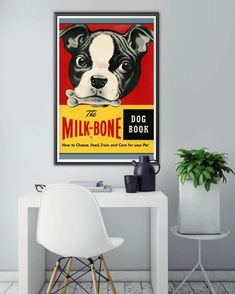 Vintage DOG POSTER! (up to 24 x 36) - 1950s Milk Bone - Boston Terrier - Pop Art - Image 1 of 4