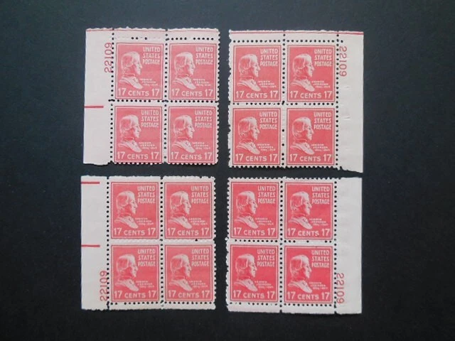 #822 17c Johnson Plate Block #22109 Matched Set MNH OG F/VF  #5 - Image 1 of 1